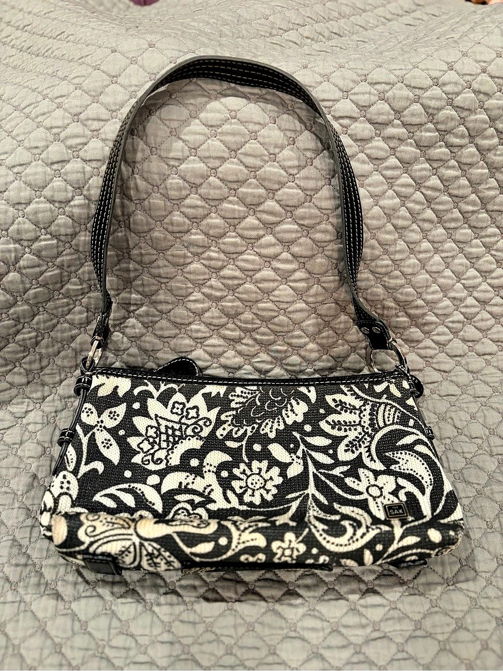 The Sak Floral Shoulder Bag in Black & White